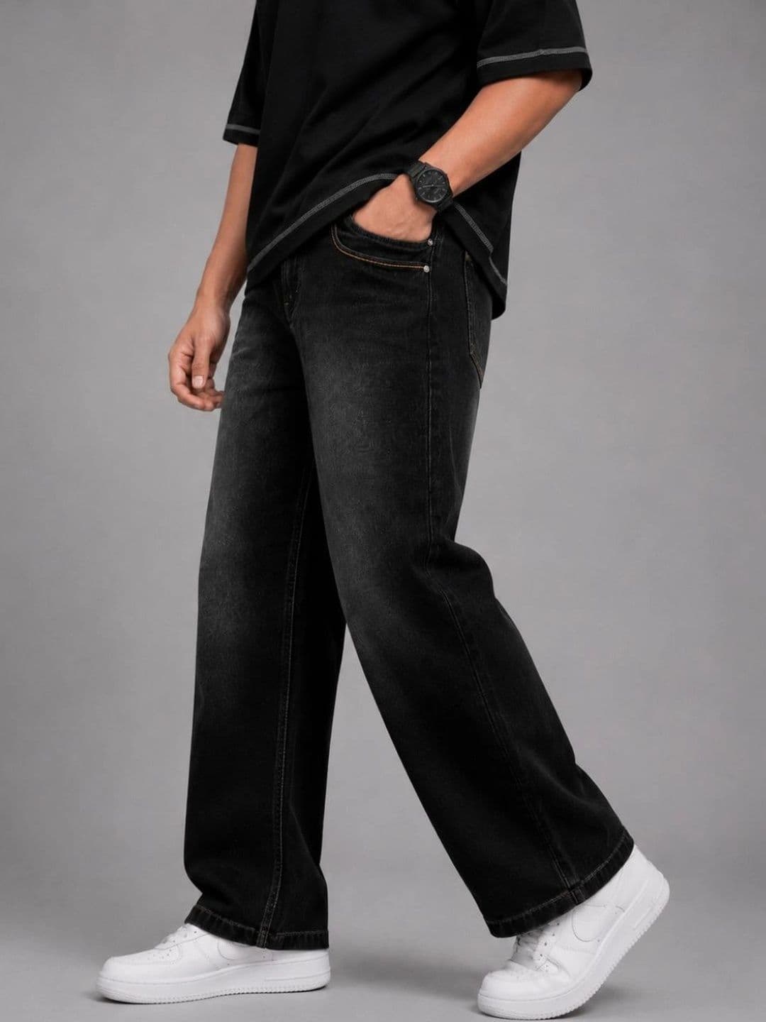 MUMS STITCH Men Straight Fit Mid-Rise Jeans thumbnail 3