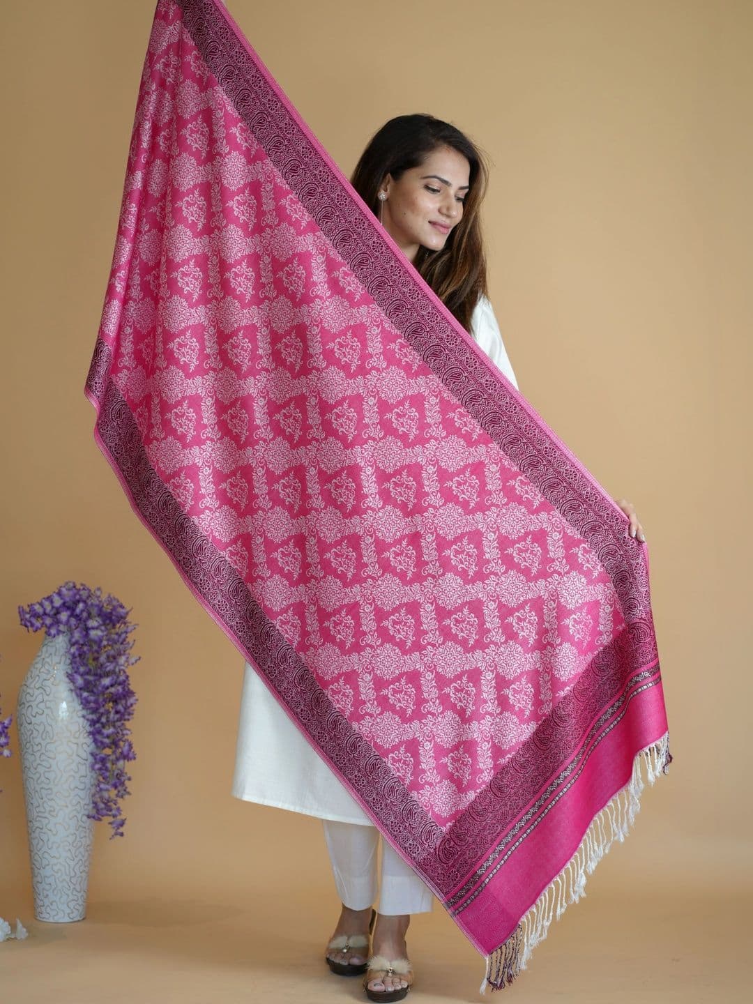 SHIFNEEN Women Ethnic Motifs Woven Design Acrylic Shawl thumbnail 2