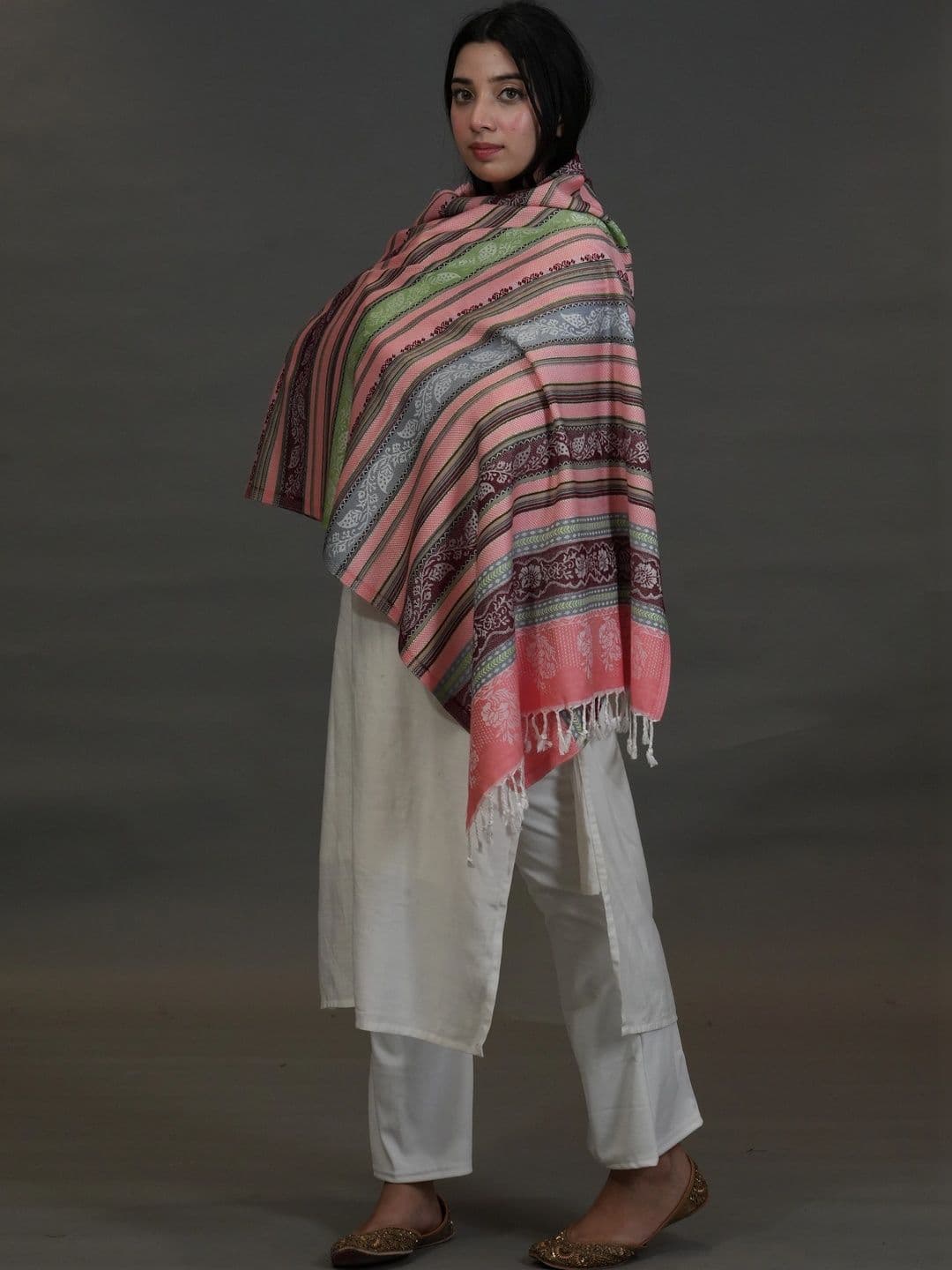 SHIFNEEN Women Ethnic Motifs Woven Design Acrylic Shawl thumbnail 3