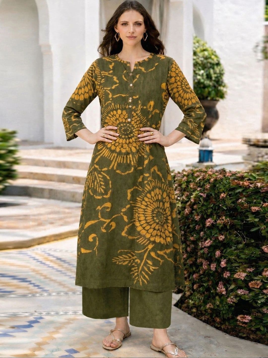 GoSriKi Women Floral Printed Regular Kurta with Trousers thumbnail 5