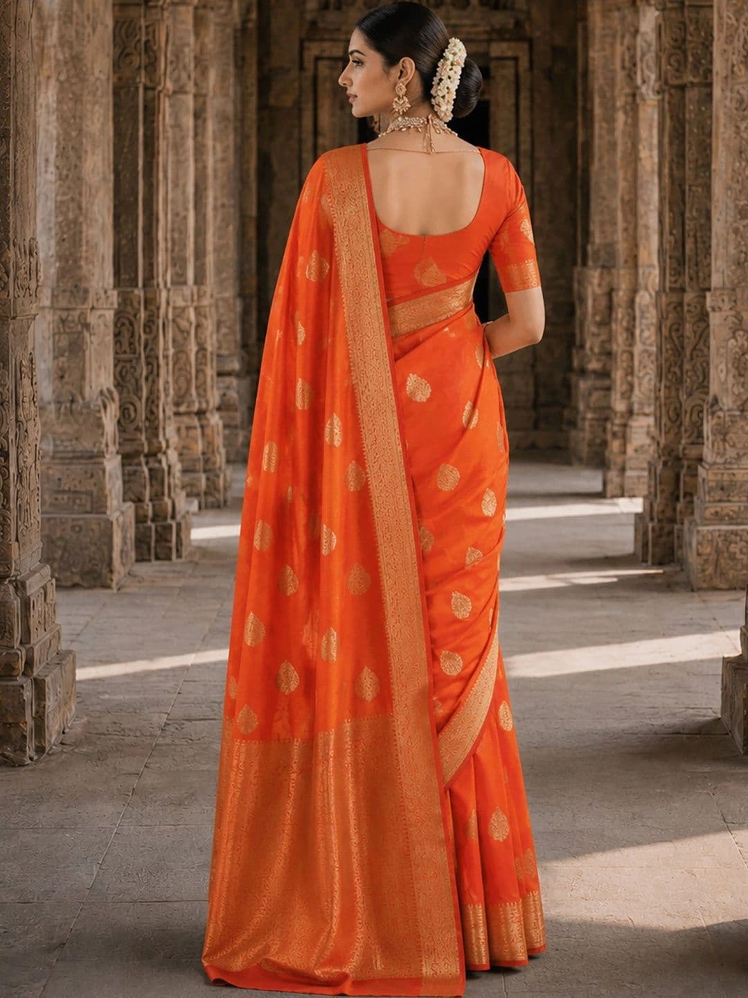 Anjaneya Sarees Woven Design Zari Silk Blend Designer Banarasi Saree thumbnail 2