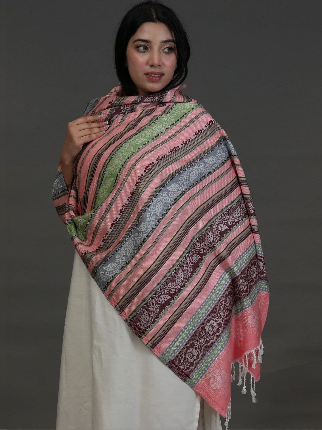 SHIFNEEN Women Ethnic Motifs Woven Design Acrylic Shawl thumbnail 4