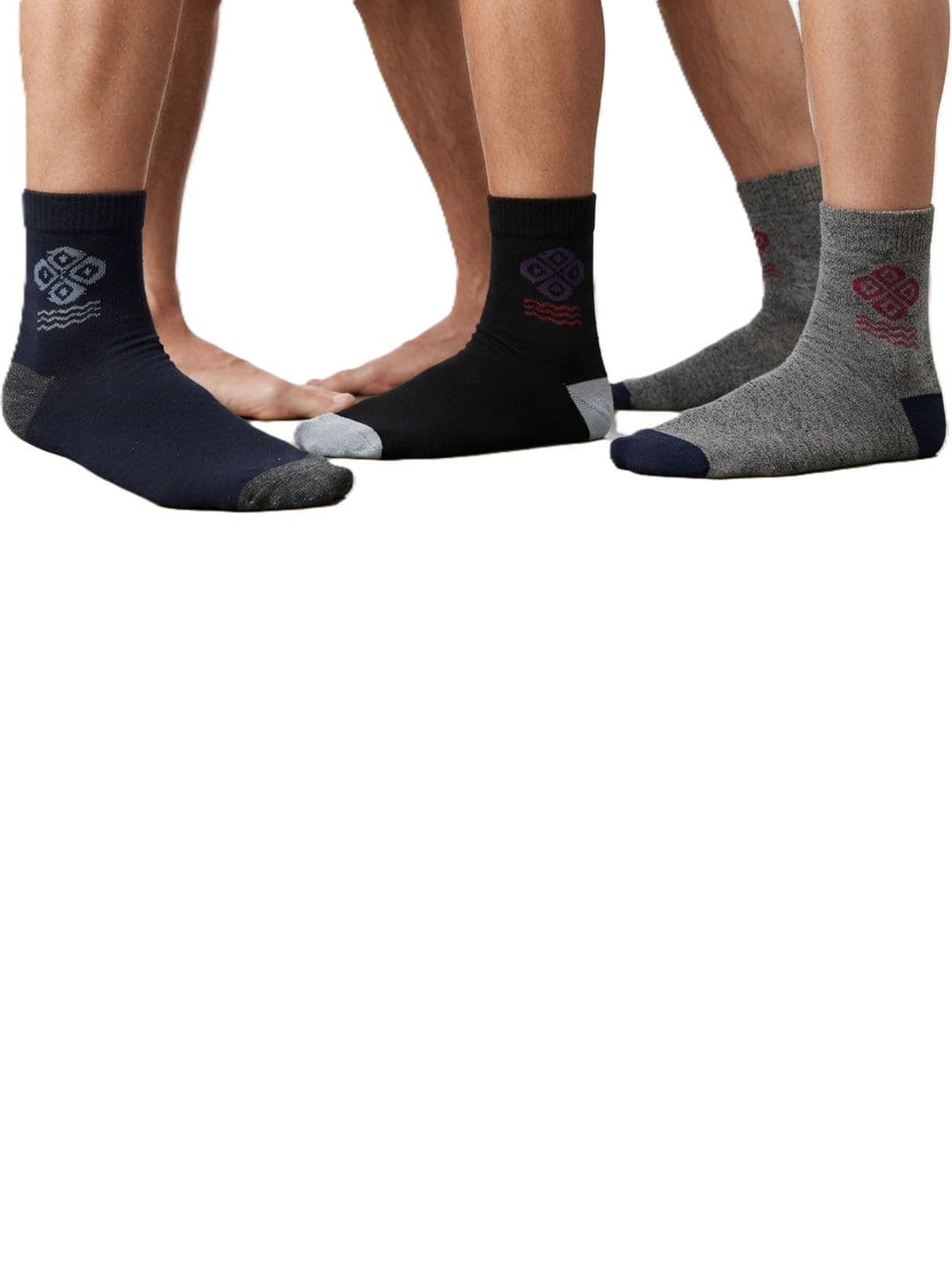 TINY HANDS Men Pack of 3 Cotton Assorted Patterned Above Ankle Socks - view 1