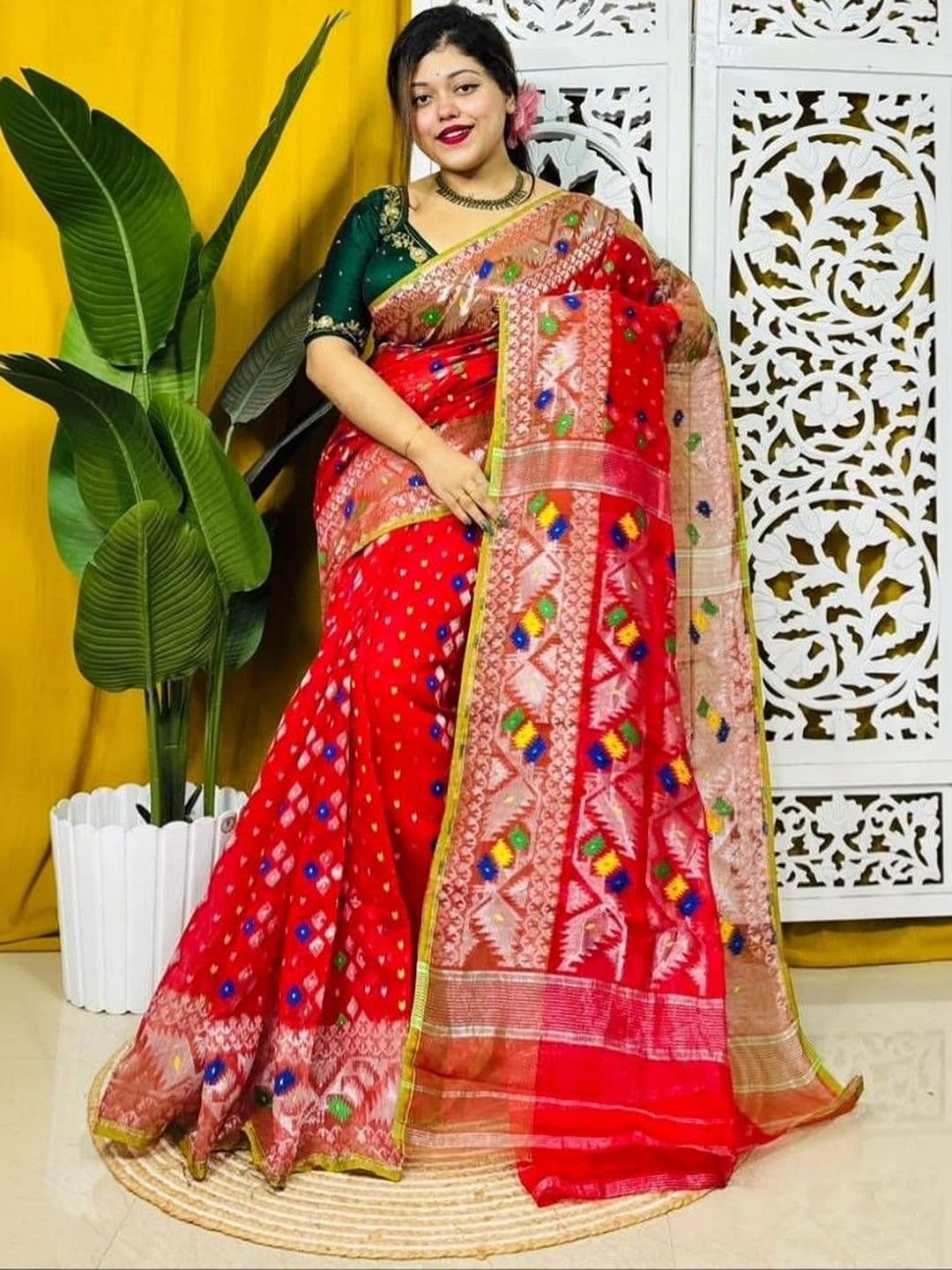 Rnn Saree Zari Silk Cotton Jamdani Sarees thumbnail 4