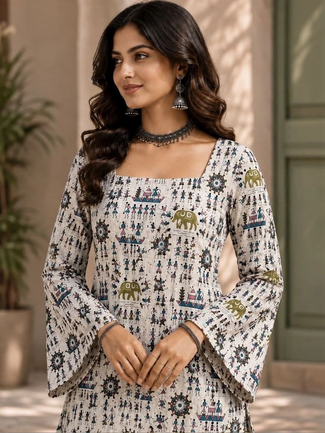 Sangria Women Ethnic Motifs Printed Flared Sleeves Indie Prints Kurta thumbnail 3