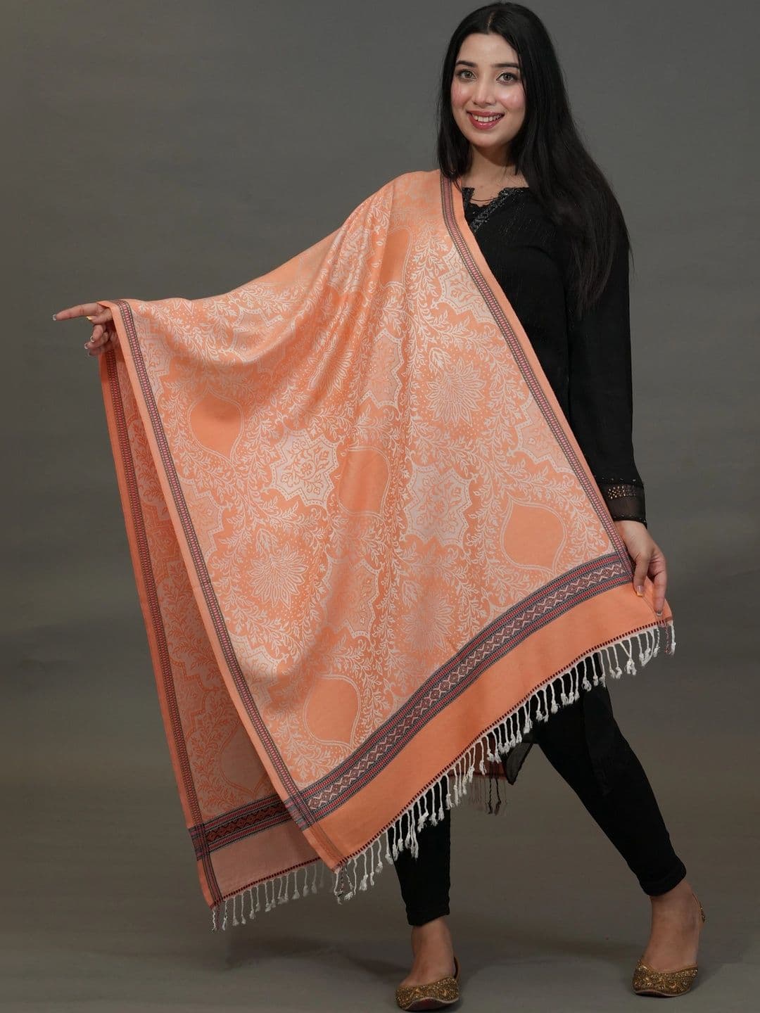 SHIFNEEN Women Ethnic Motifs Printed Acrylic Shawl thumbnail 2