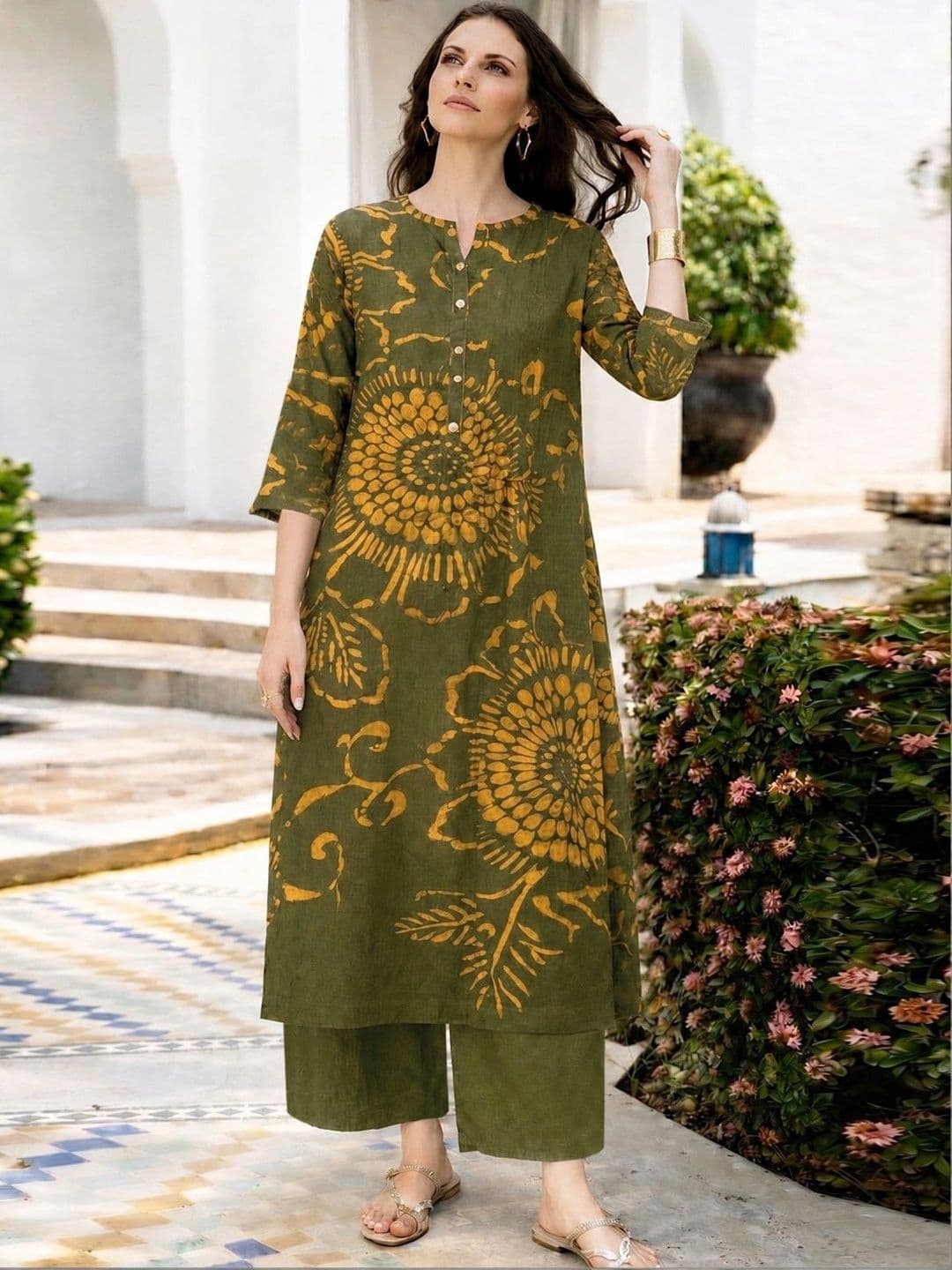 GoSriKi Women Floral Printed Regular Kurta with Trousers - view 1