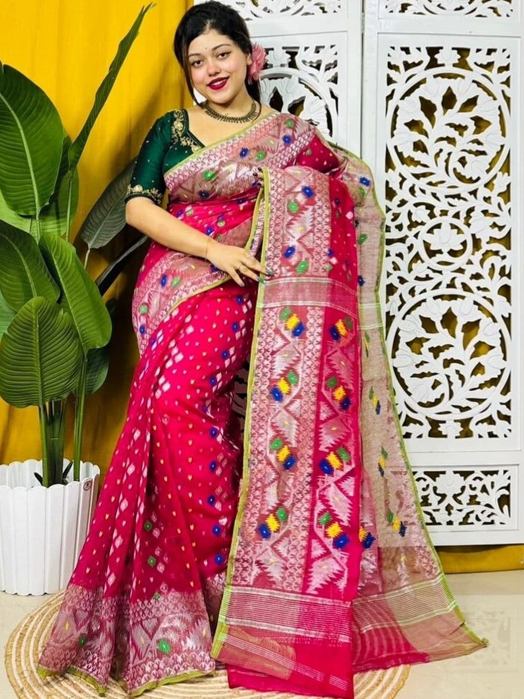 Rnn Saree Woven Design Zari Silk Cotton Jamdani Sarees thumbnail 4