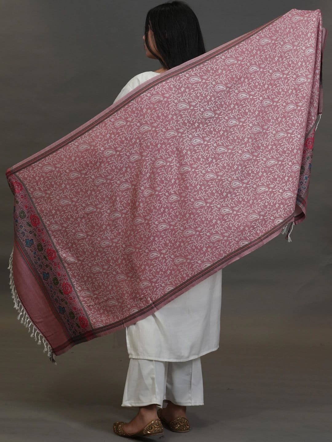 SHIFNEEN Women Botanical Printed Acrylic Shawl thumbnail 5