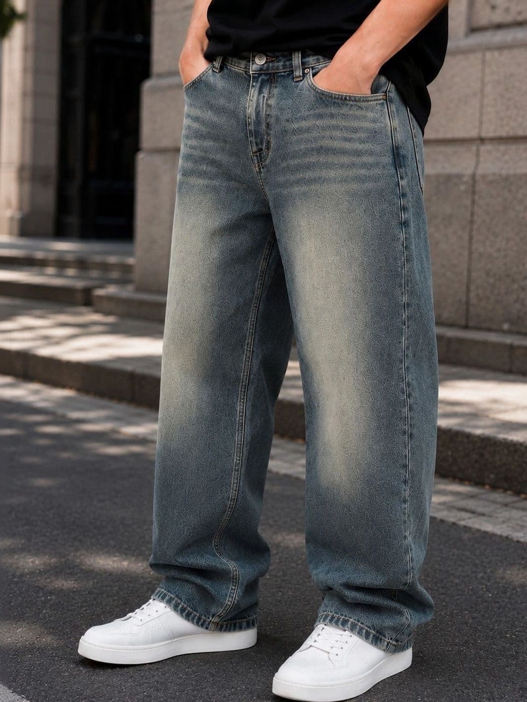 MQ Denim Men Straight Fit Mid-Rise Low Distress Light Fade Jeans thumbnail 2