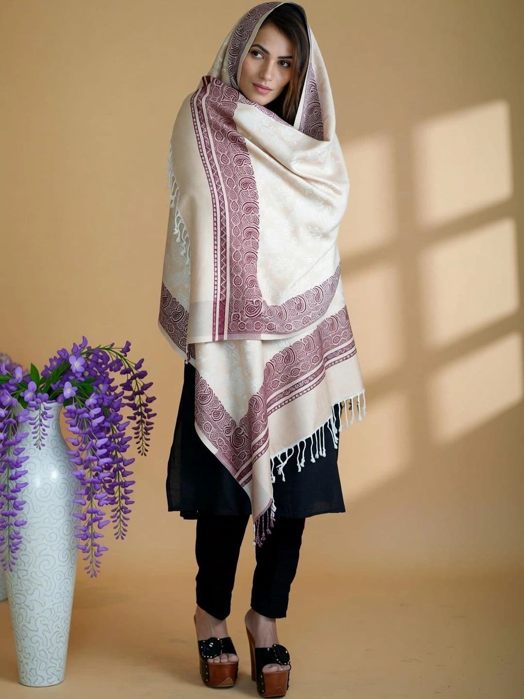 SHIFNEEN Women Paisley Printed Acrylic Shawl - view 1