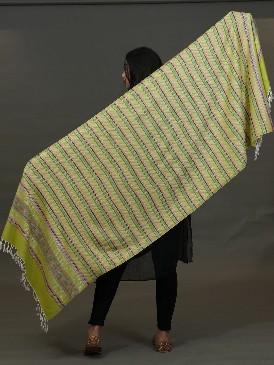 SHIFNEEN Women Geometric Woven Design Acrylic Shawl thumbnail 2