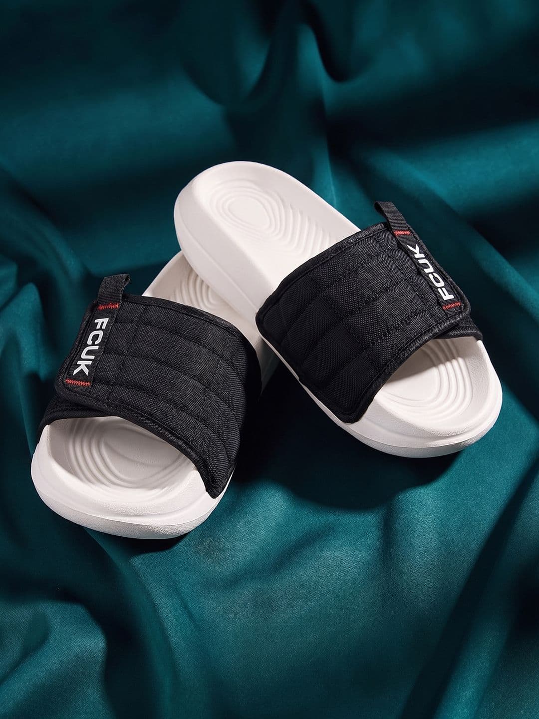 FCUK Men Brand Logo Printed Textured Sliders - view 1