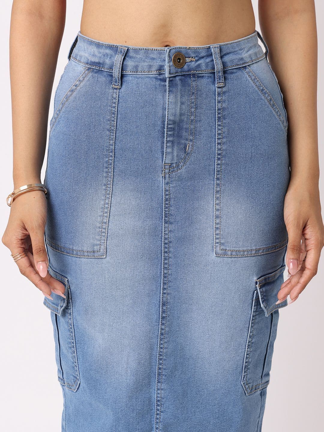 Style Quotient A-Line Cargo Midi Skirt thumbnail 4