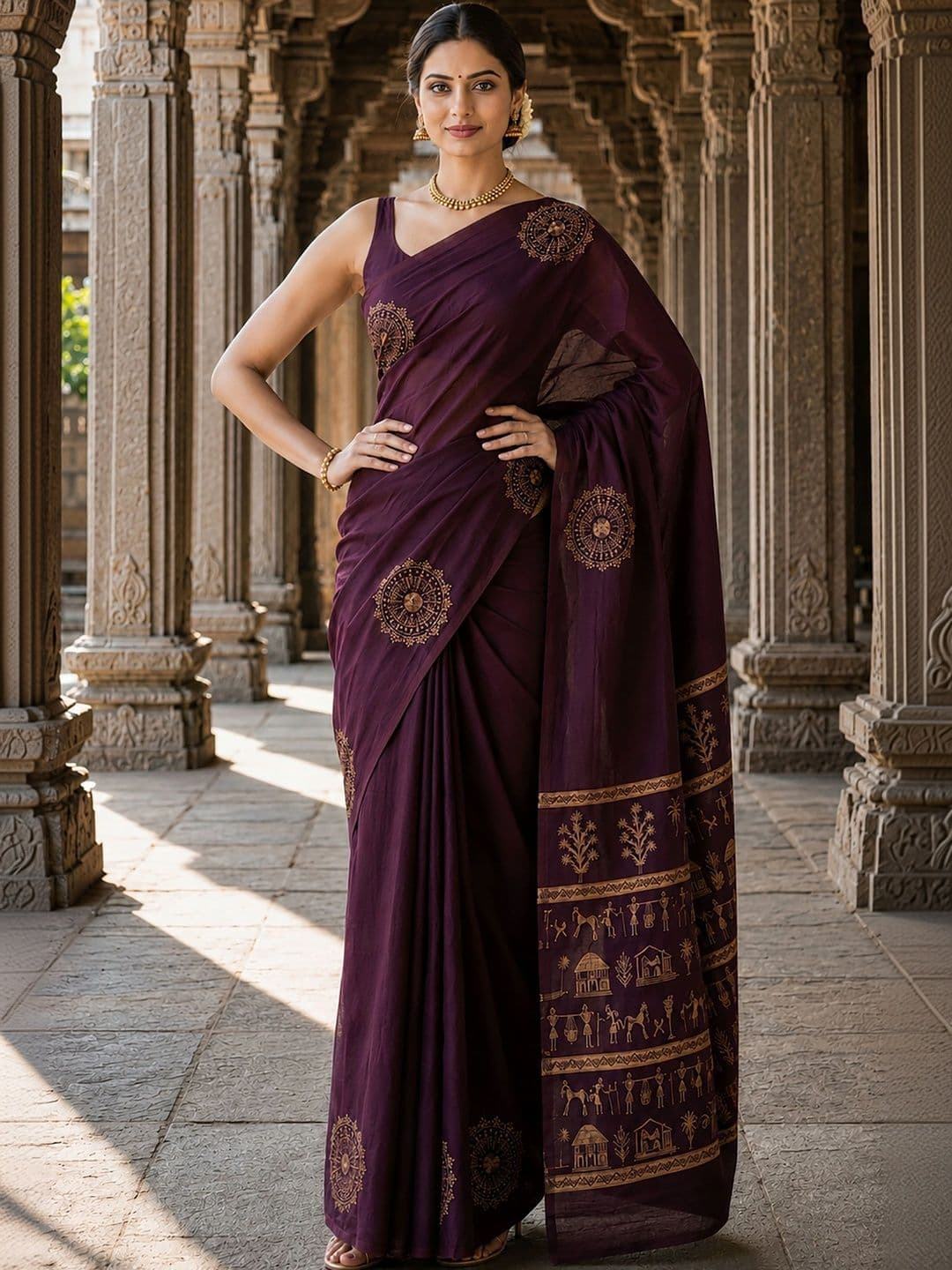 Dhaaga Ghar Warli Silk Blend Designer Banarasi Saree thumbnail 3