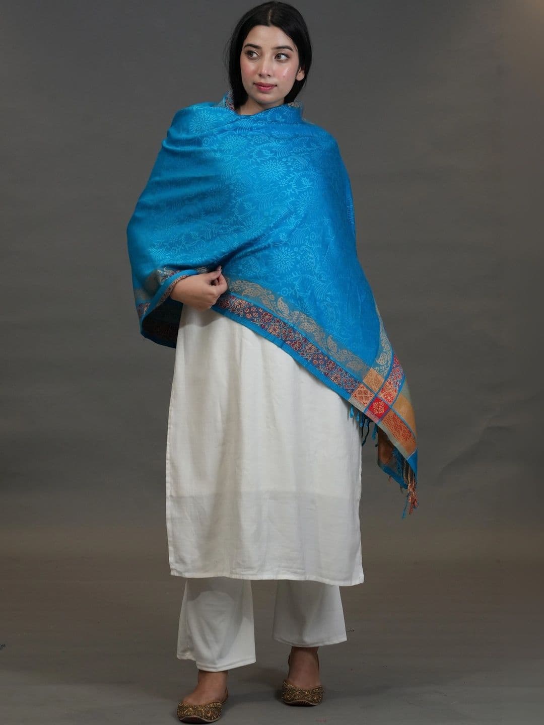SHIFNEEN Women Ethnic Motifs Woven Design Acrylic Shawl thumbnail 3