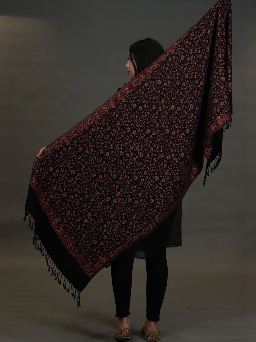 SHIFNEEN Women Ethnic Motifs Embroidered Acrylic Shawl thumbnail 5