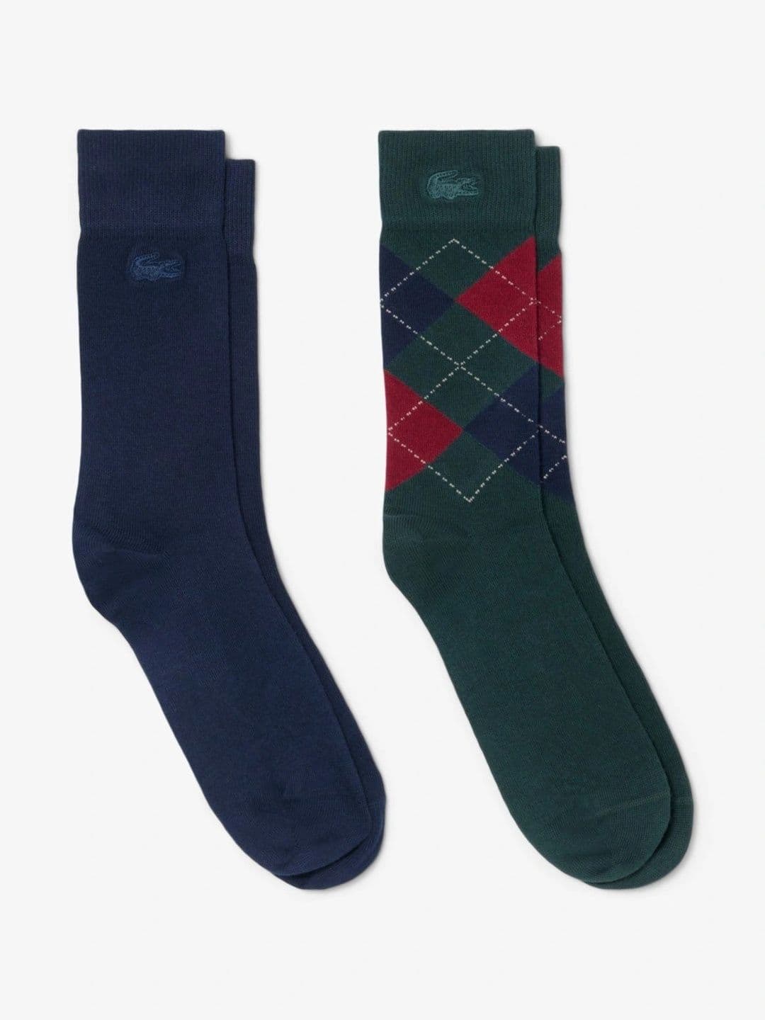 Lacoste Men Pack of 2 Cotton Assorted Patterned Calf Length Socks - view 1