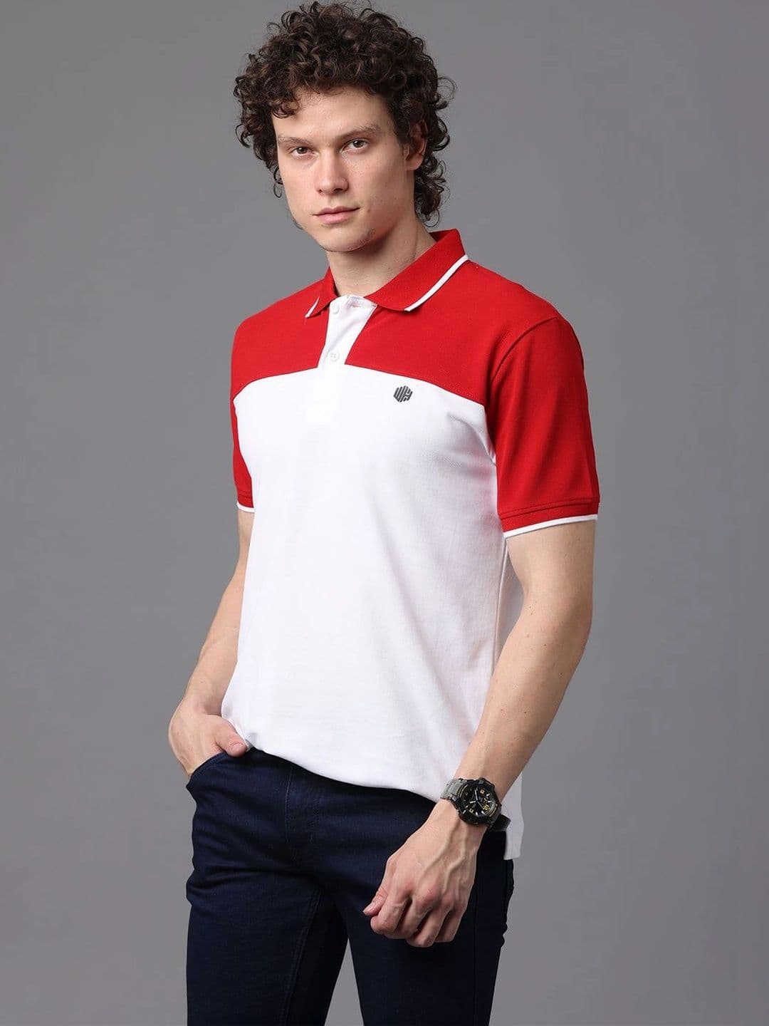 WEARHOUSE Men Colourblocked Polo Collar Slim Fit T-shirt thumbnail 7