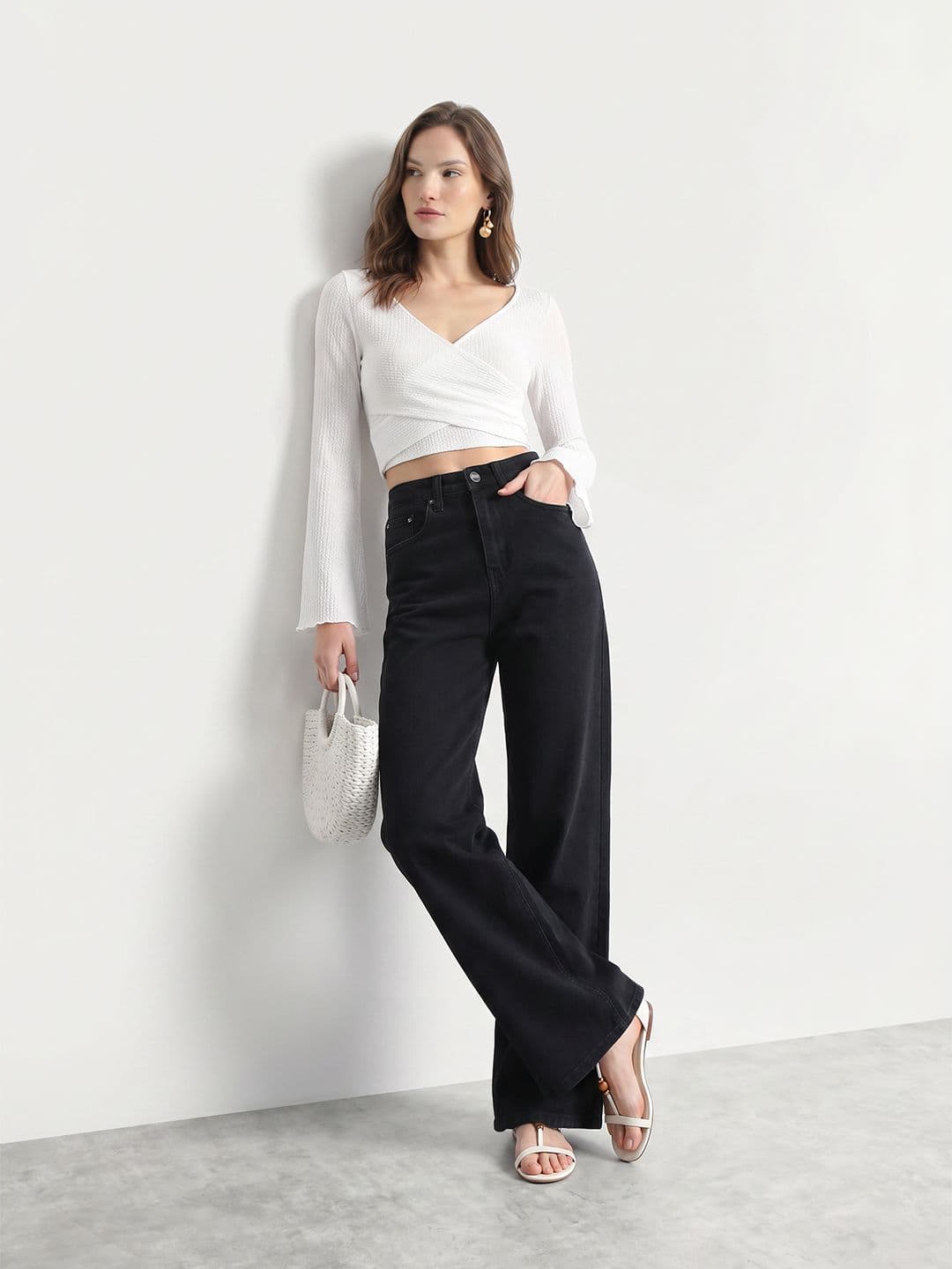 Mast & Harbour Women Wide Leg Fit Stretchable Jeans thumbnail 3