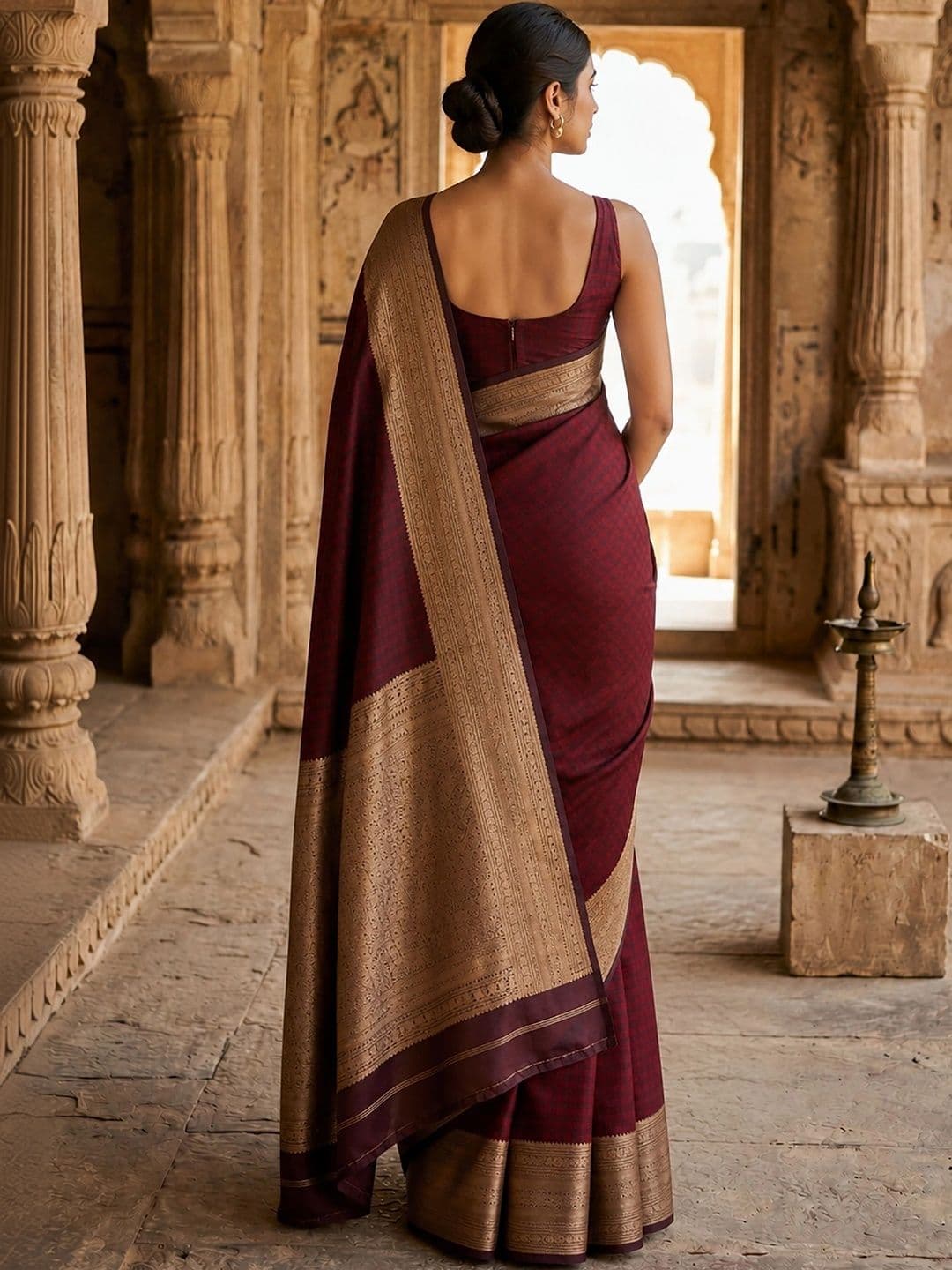 Dhaaga Ghar Woven Design Zari Silk Blend Designer Banarasi Saree thumbnail 2