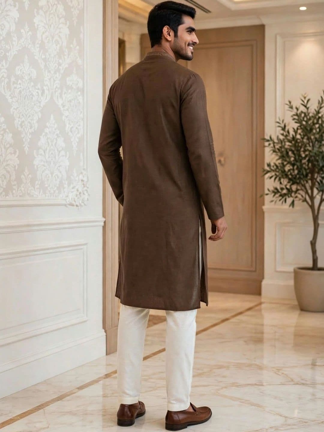 MEHWISH Men Ethnic Motifs Embroidered Thread Work Handloom Kurta thumbnail 3