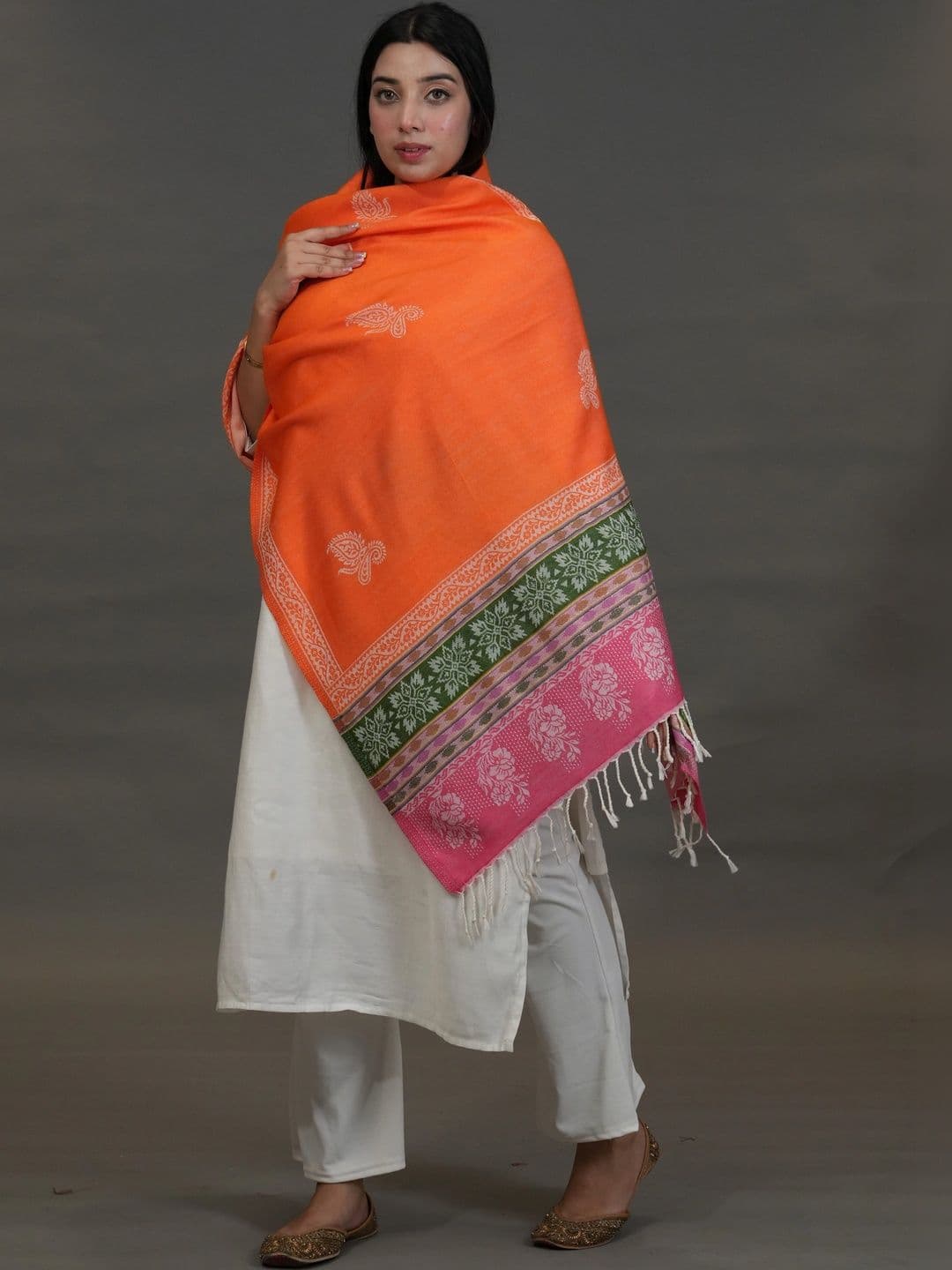 SHIFNEEN Women Ethnic Motifs Embroidered Acrylic Shawl thumbnail 5