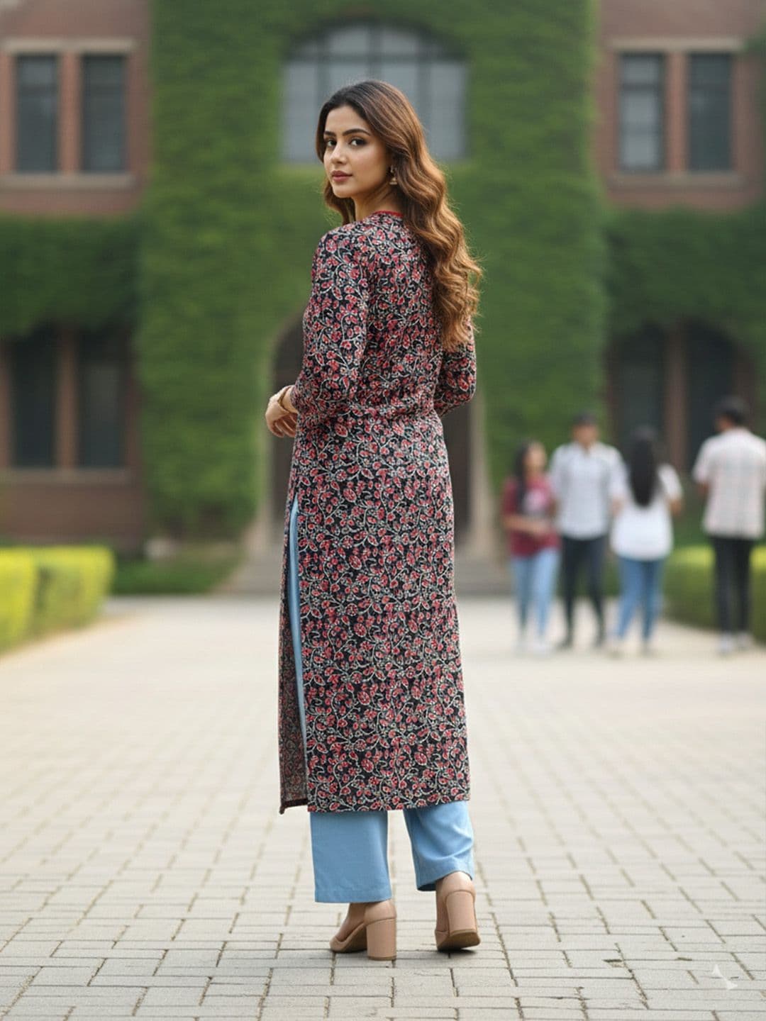 KALAMIR Women Floral Printed Floral Kurta thumbnail 3