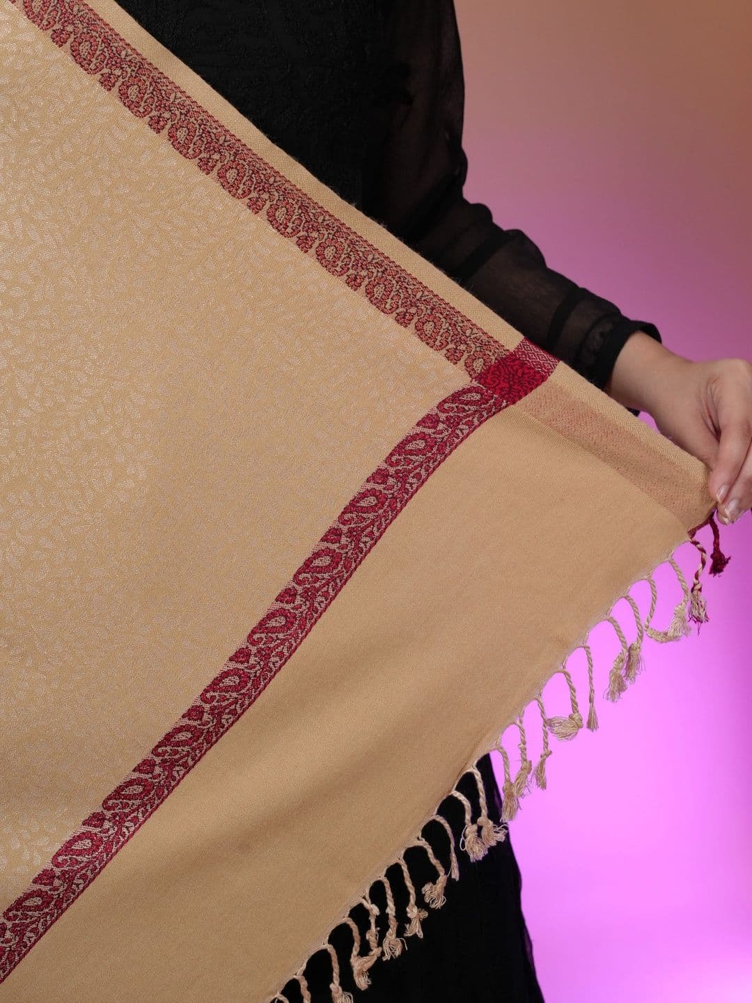 SHIFNEEN Women Woven Design Acrylic Shawl thumbnail 3