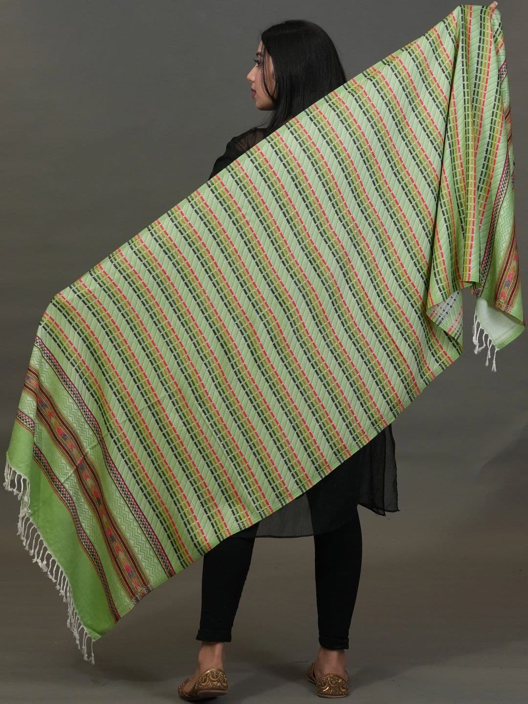 SHIFNEEN Women Geometric Woven Design Acrylic Shawl thumbnail 4