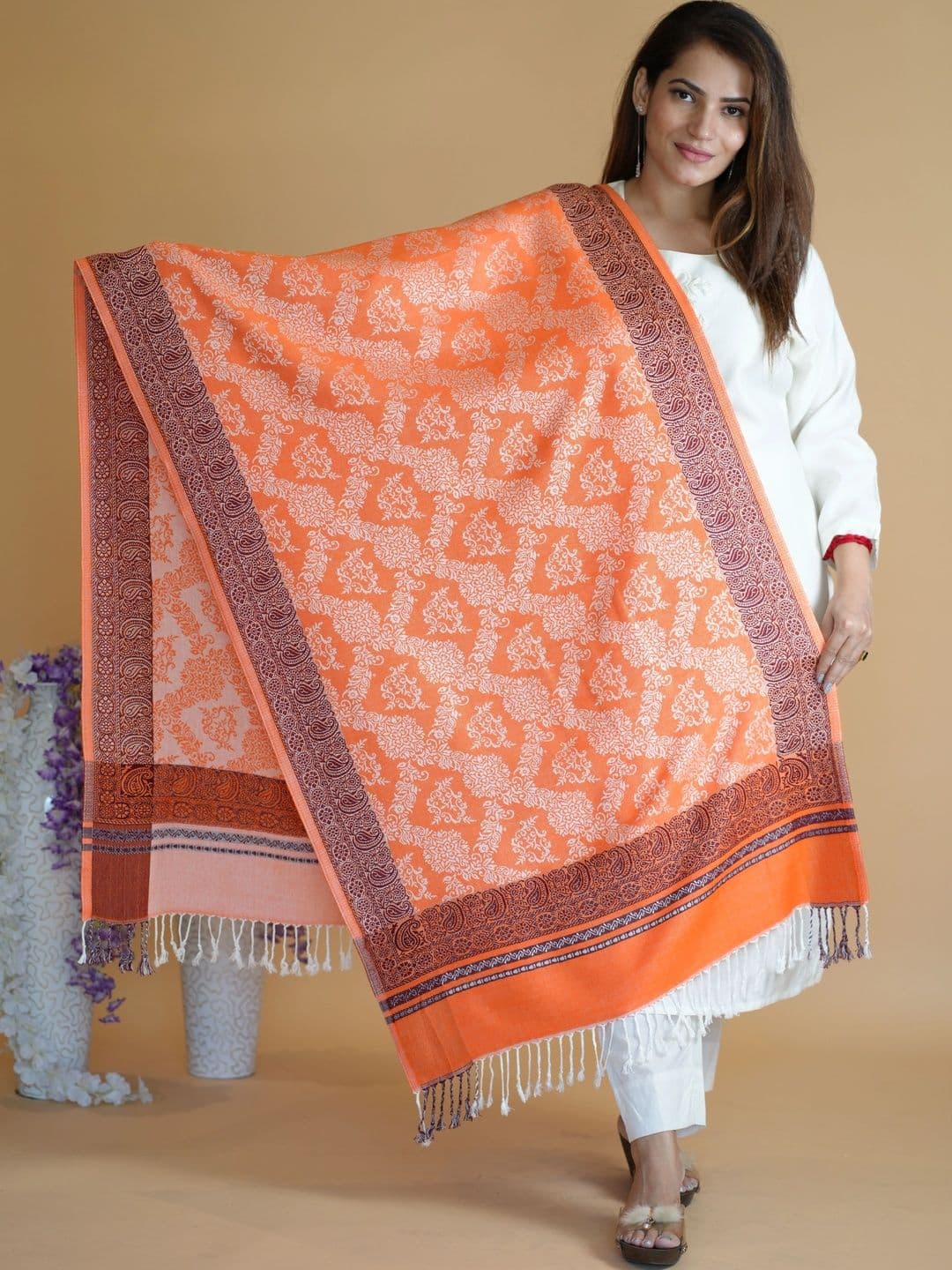 SHIFNEEN Women Ethnic Motifs Woven Design Acrylic Shawl thumbnail 3