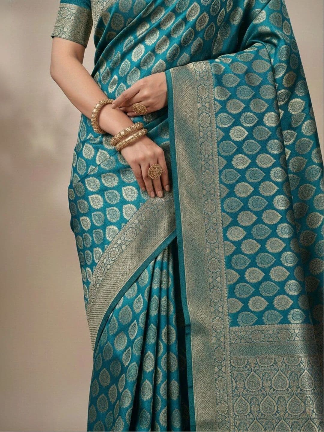 JISHA CREATION Woven Design Zari Art Silk Banarasi Saree thumbnail 3
