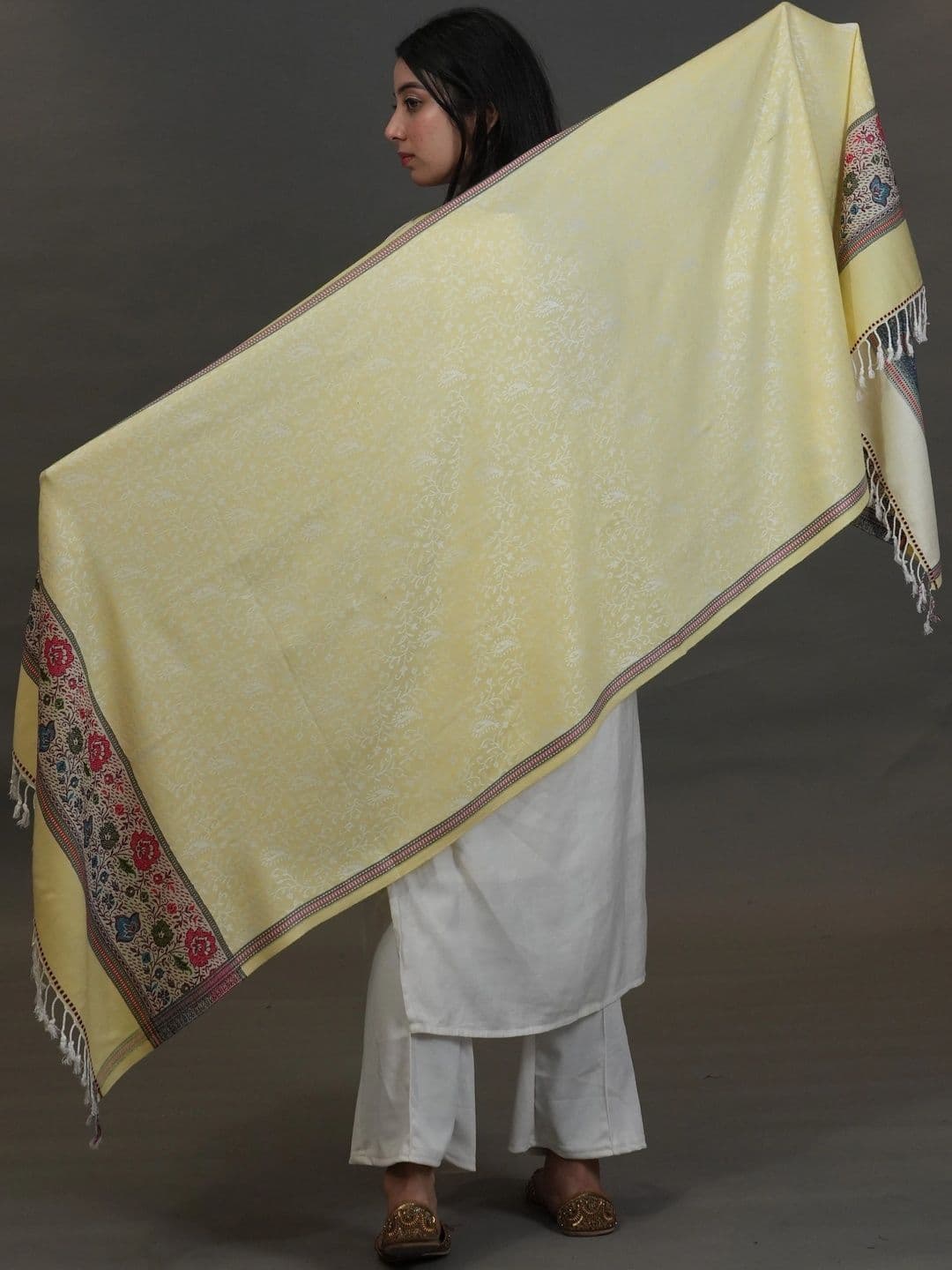 SHIFNEEN Women Botanical Woven Design Acrylic Shawl thumbnail 4
