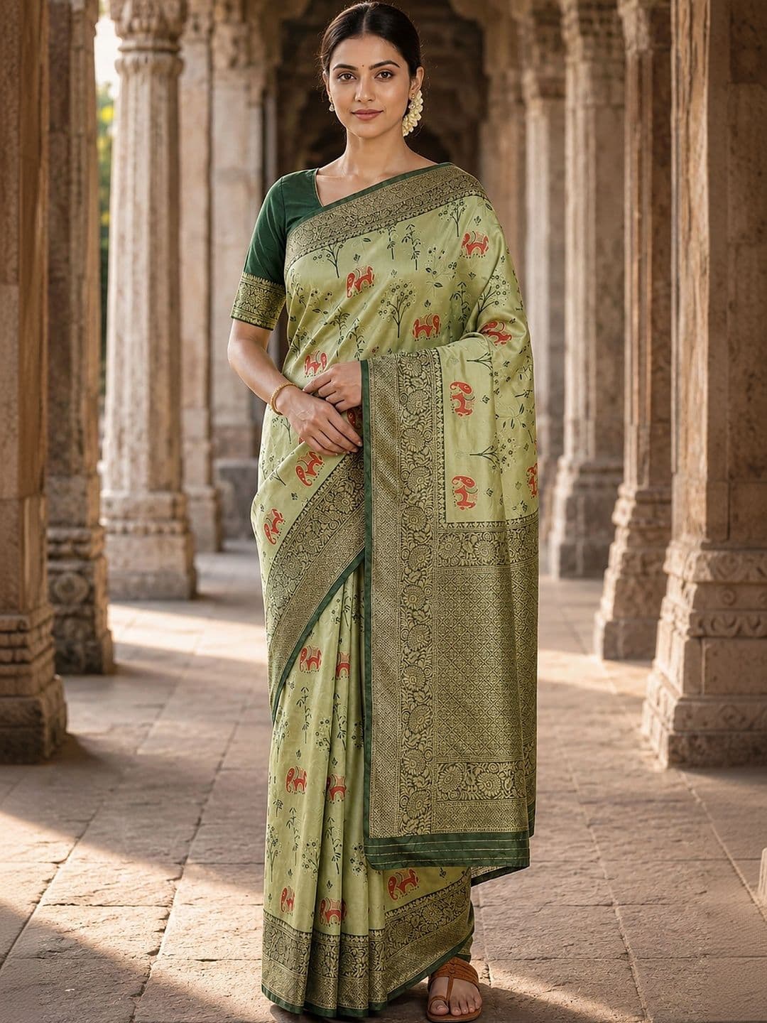 Dhaaga Ghar Woven Design Silk Blend Designer Banarasi Saree - view 1