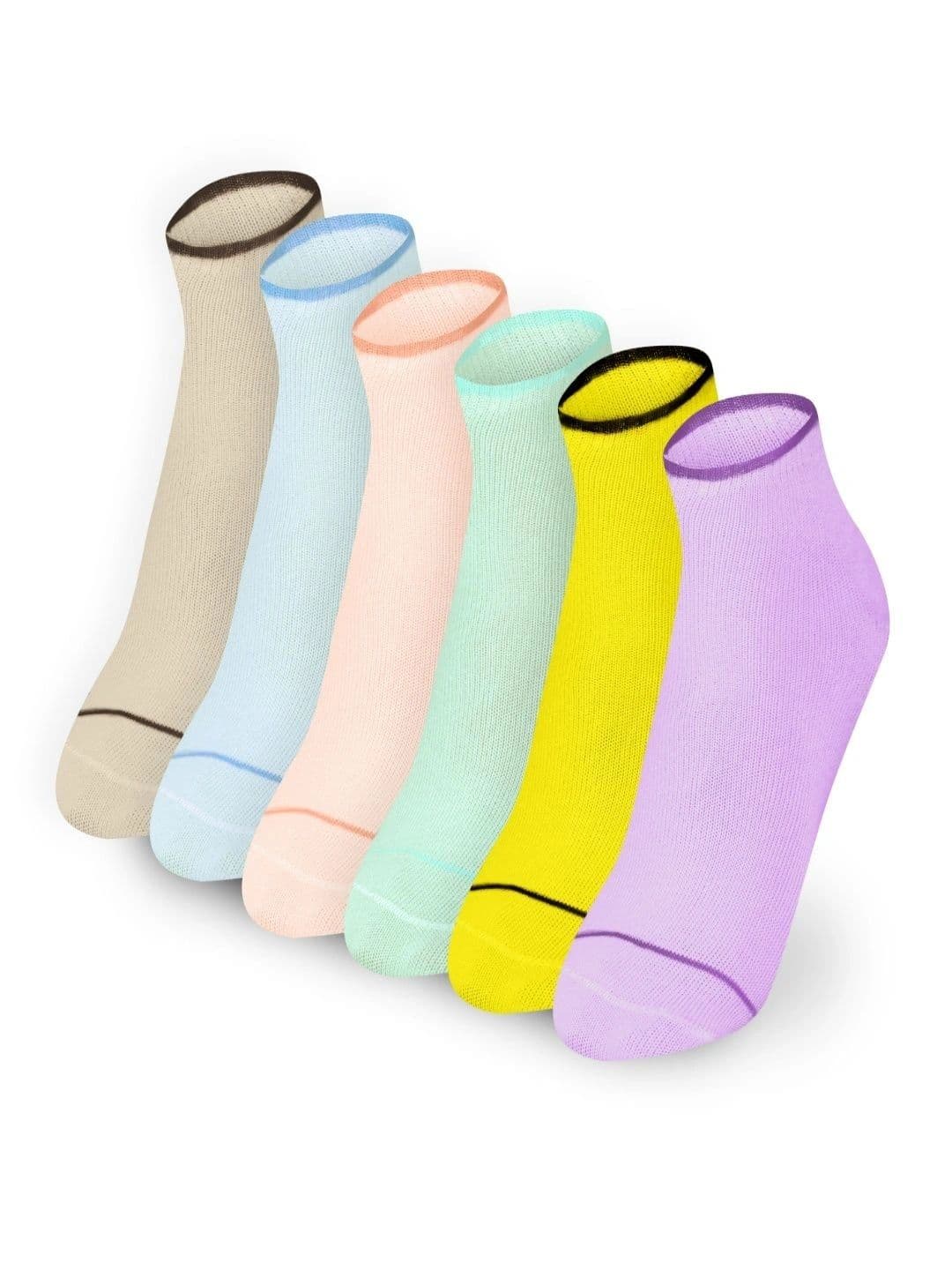 GOLDENEYEHOUSE Unisex Pack of 6 Cotton Assorted Ankle Length Socks - view 1