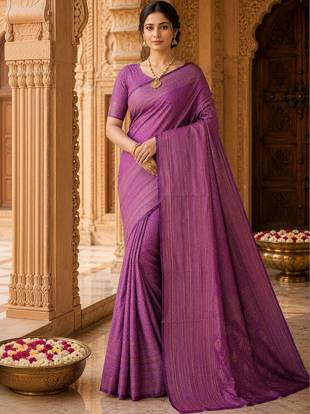 Anjaneya Sarees Woven Design Zari Silk Blend Designer Banarasi Saree - view 1