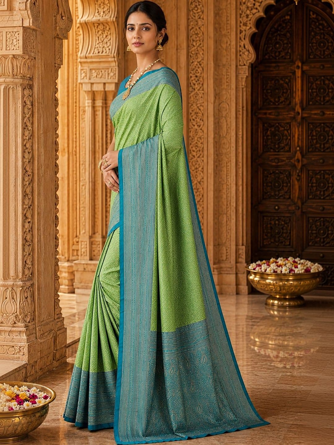 Anjaneya Sarees Woven Design Zari Silk Blend Designer Banarasi Saree thumbnail 3