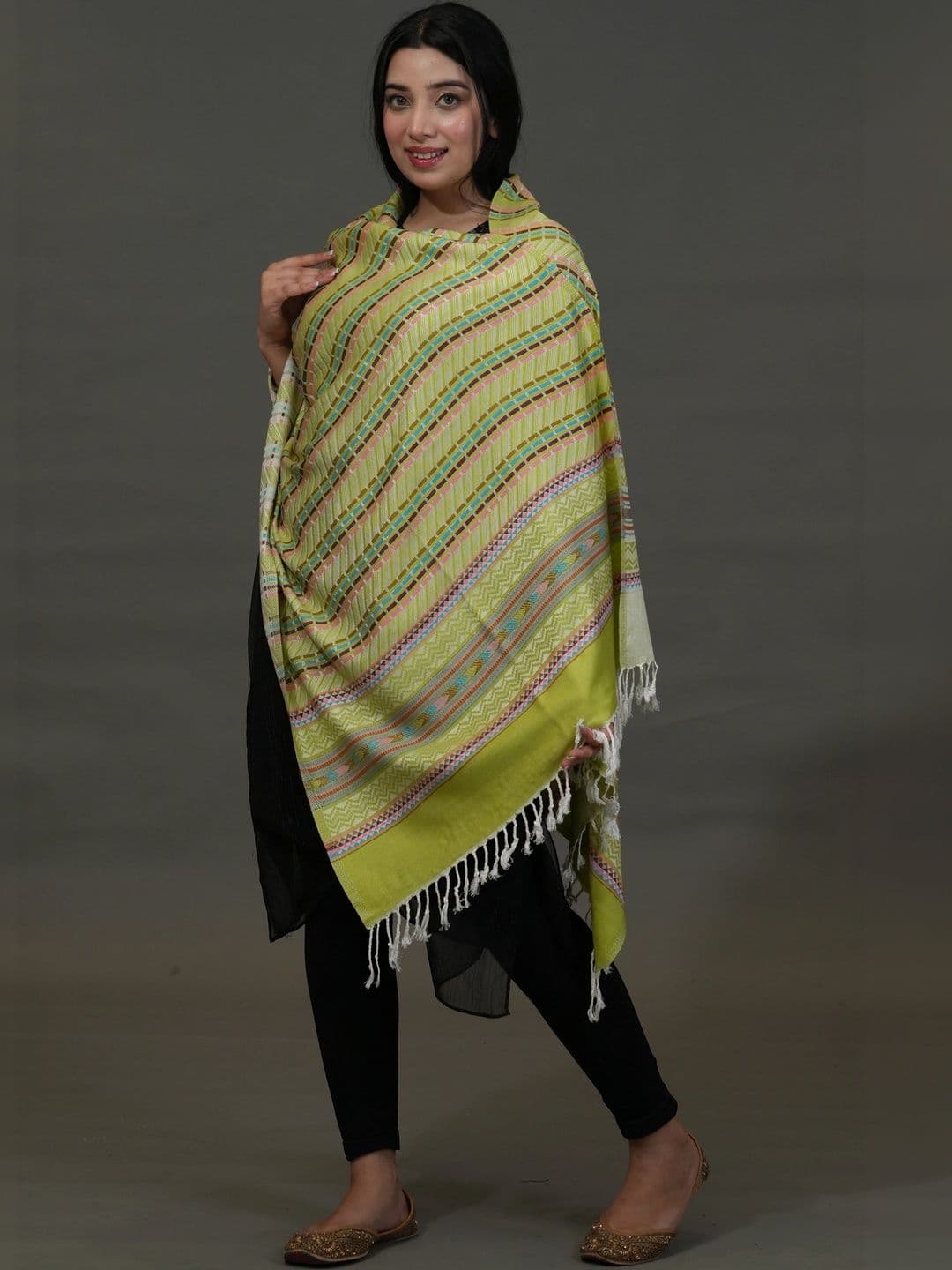 SHIFNEEN Women Geometric Woven Design Acrylic Shawl - view 1