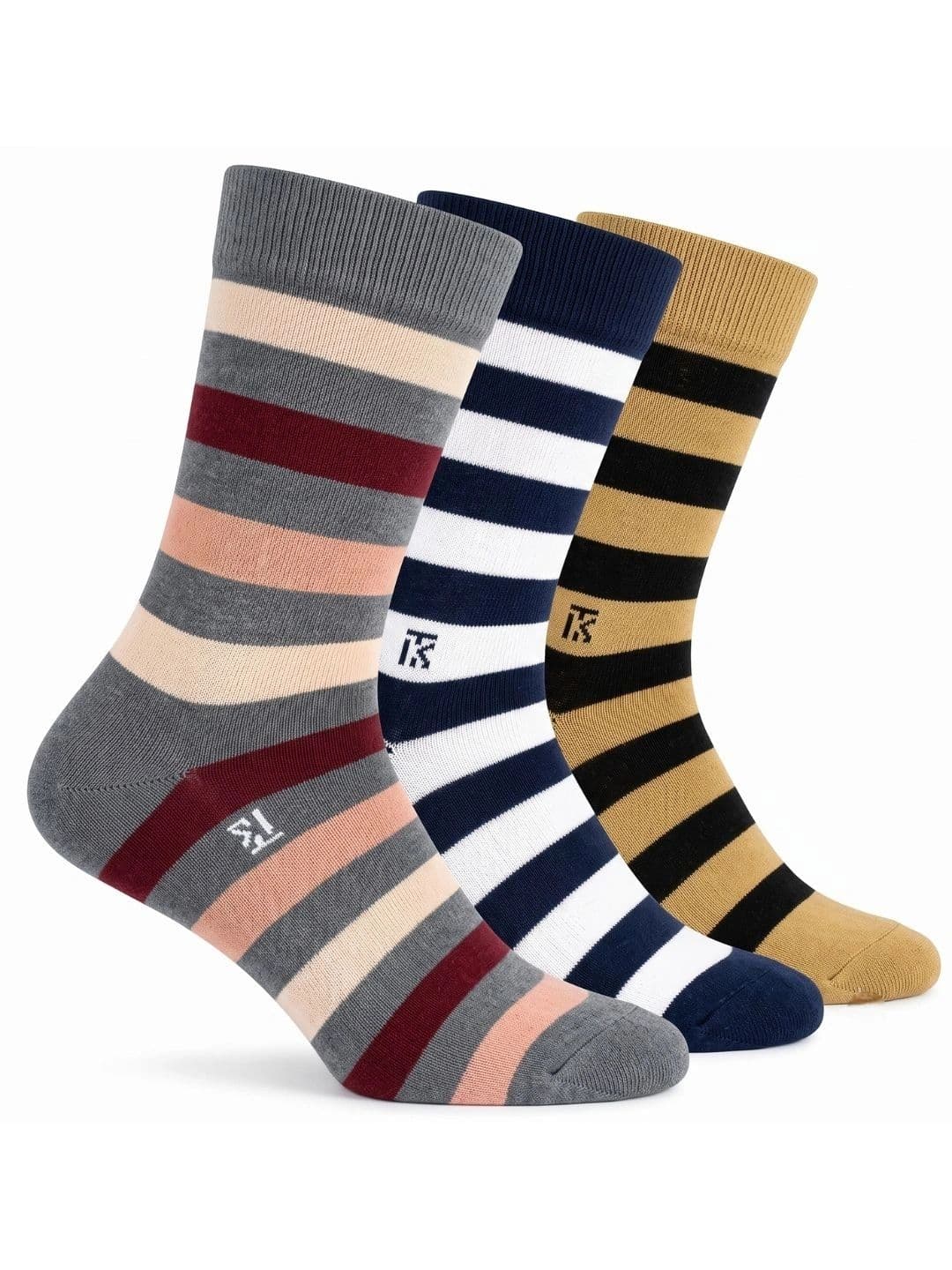 Kikitoes Men Pack of 3 Assorted Bamboo Striped Above Ankle Socks - view 1