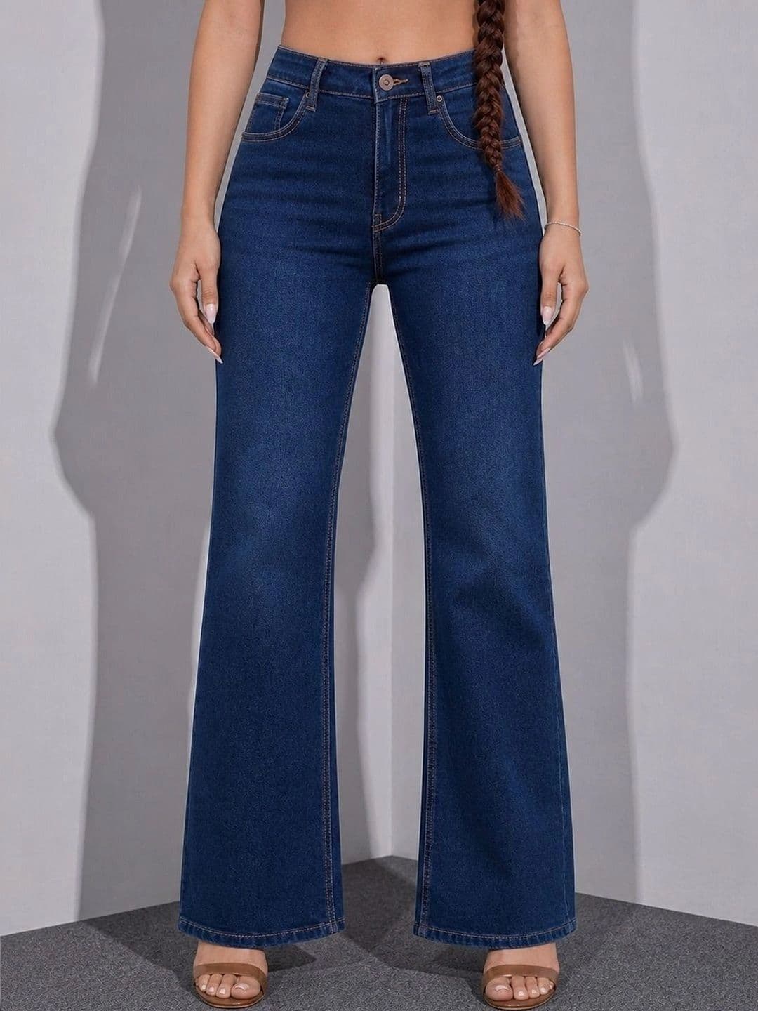 The Roadster Lifestyle Co Women Pure Cotton Clean Look Flared Jeans thumbnail 5