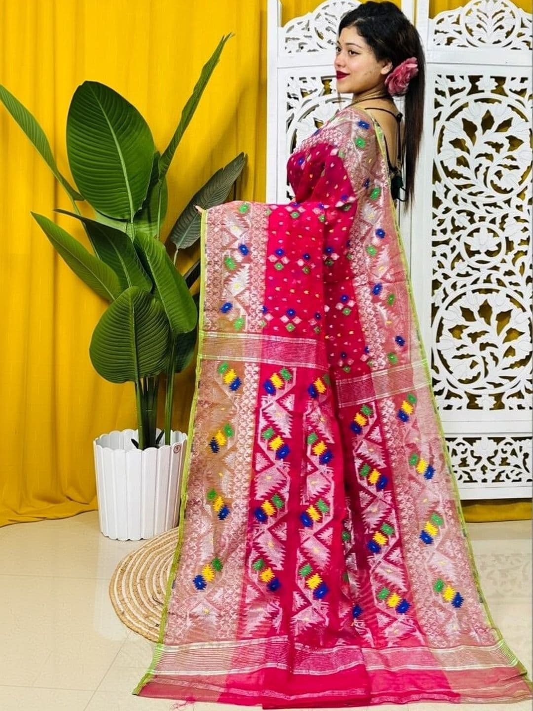 Rnn Saree Woven Design Zari Silk Cotton Jamdani Sarees thumbnail 3