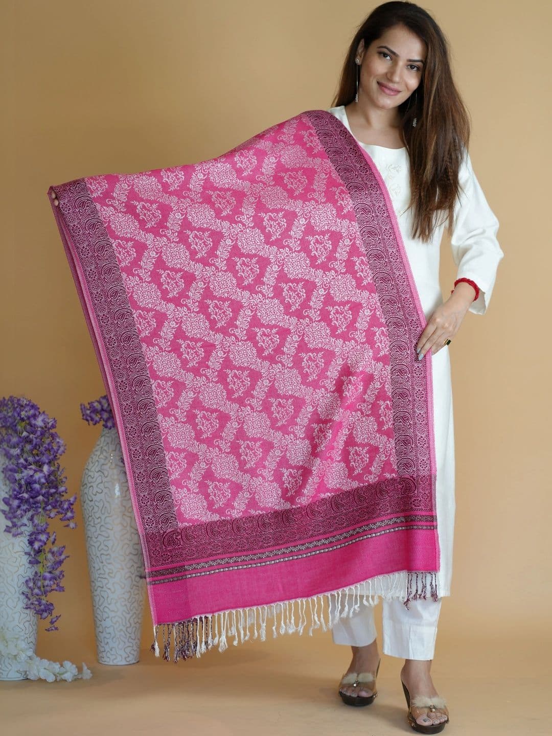SHIFNEEN Women Ethnic Motifs Woven Design Acrylic Shawl thumbnail 4