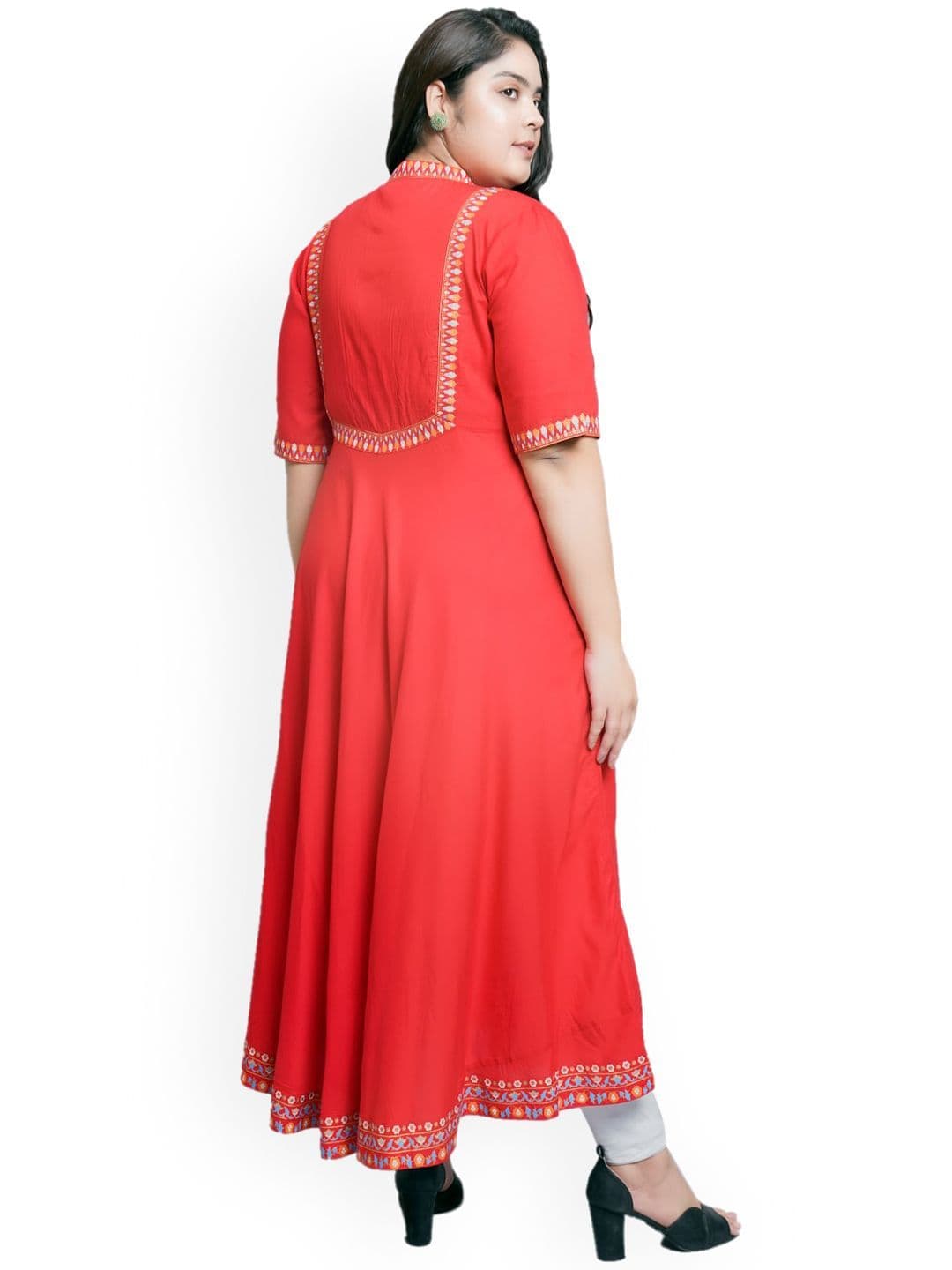 KALINI Thread Work Pintucks Plus Size Anarkali Kurta thumbnail 5