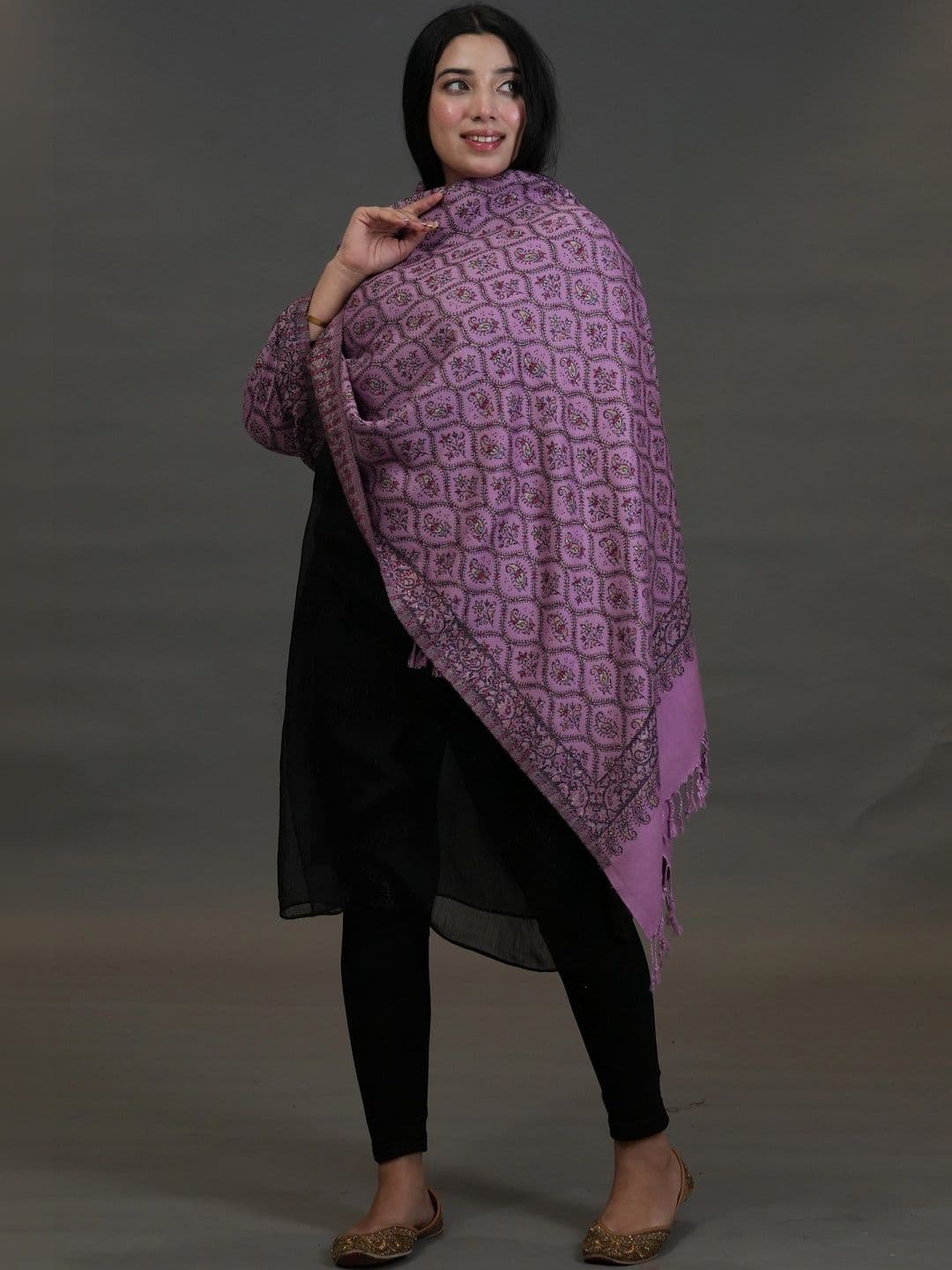 SHIFNEEN Women Ethnic Motifs Embroidered Acrylic Shawl thumbnail 2