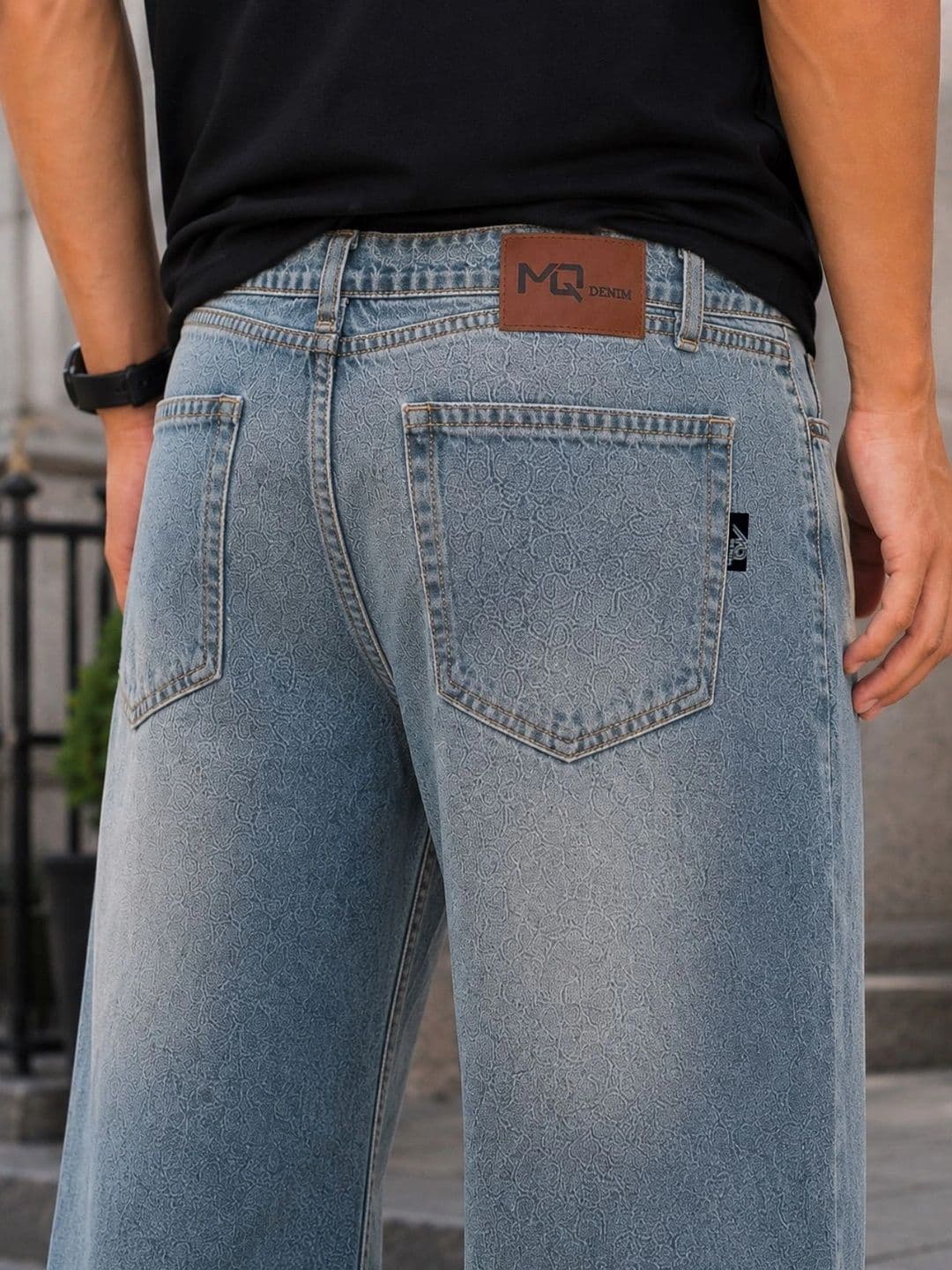 MQ Denim Men Straight Fit Mid-Rise Low Distress Light Fade Jeans thumbnail 6