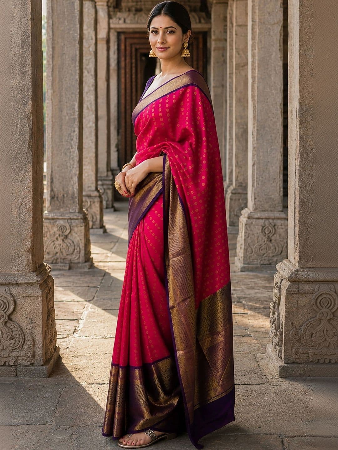 Dhaaga Ghar Woven Design Zari Silk Blend Designer Banarasi Saree thumbnail 3