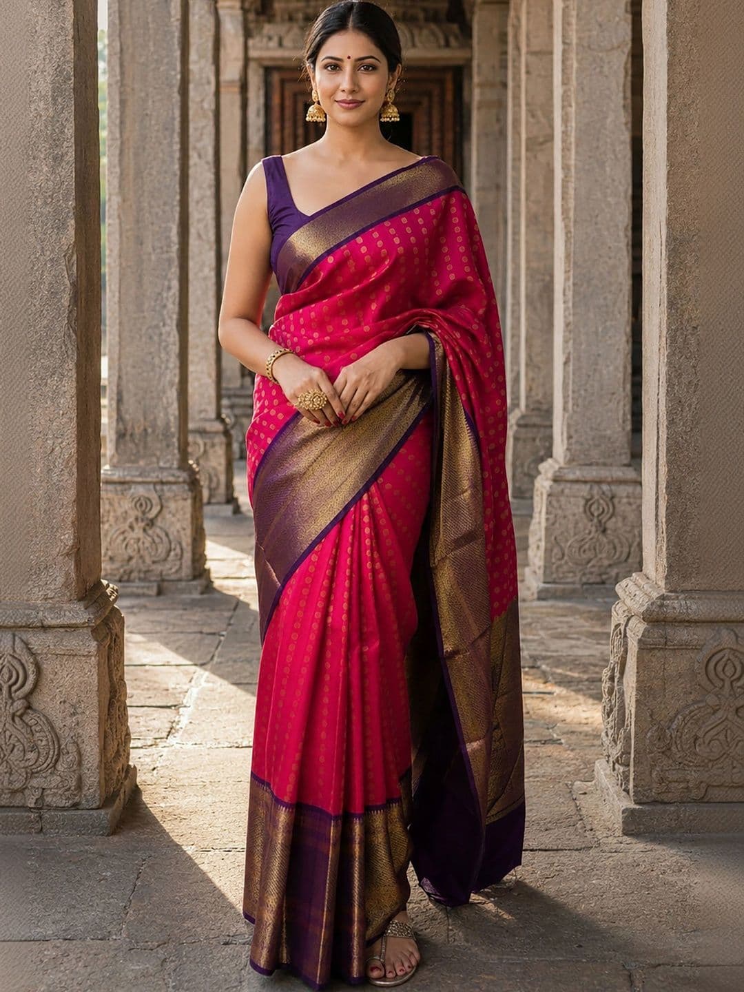 Dhaaga Ghar Woven Design Zari Silk Blend Designer Banarasi Saree - view 1