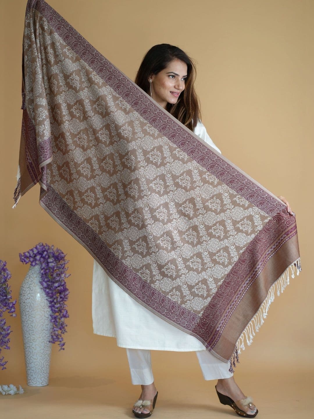 SHIFNEEN Women Ethnic Motifs Woven Design Acrylic Shawl thumbnail 5