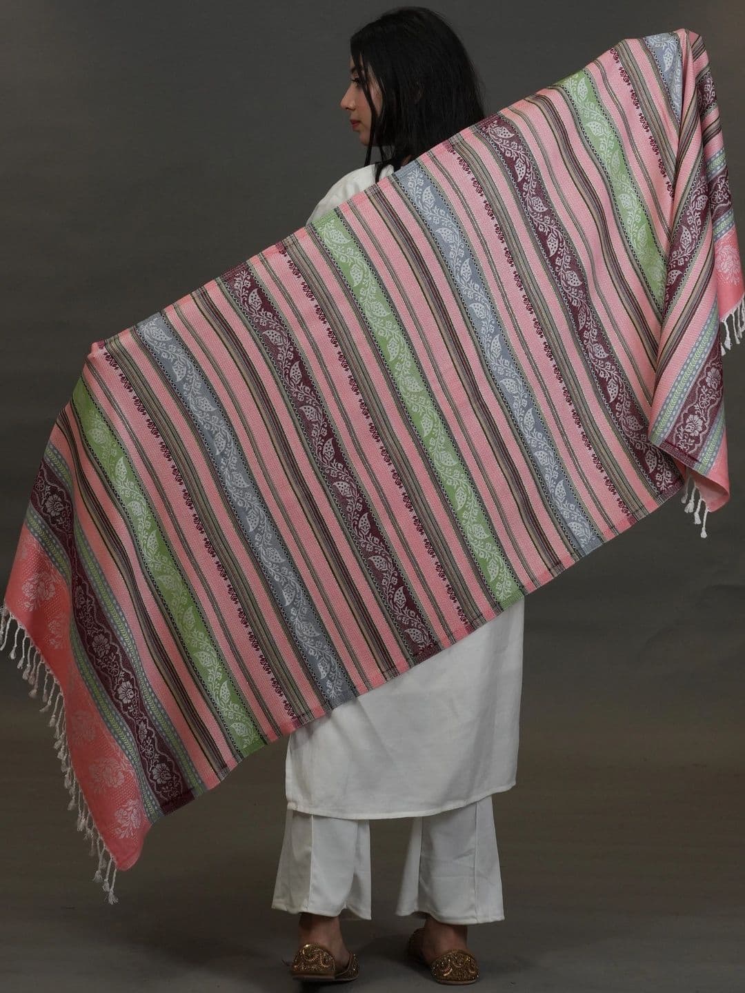 SHIFNEEN Women Ethnic Motifs Woven Design Acrylic Shawl thumbnail 2