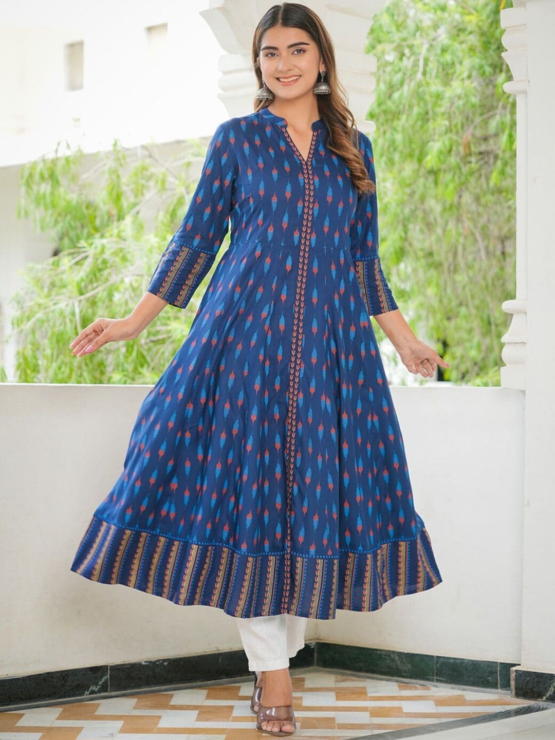 KALINI Abstract Printed Anarkali Kurta - view 1